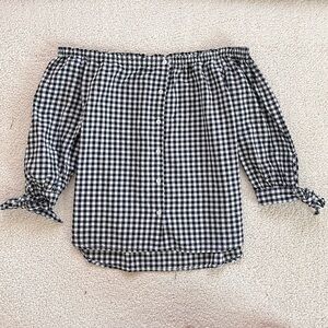 Caution To The Wind Black and White Checkered Blouse
